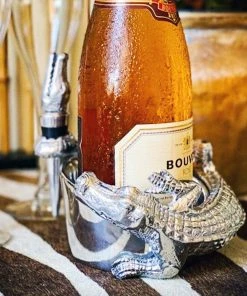 Arthur Court Alligator Wine Coaster And Stopper Set