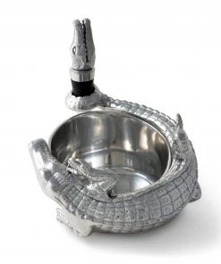 Arthur Court Alligator Wine Coaster And Stopper Set