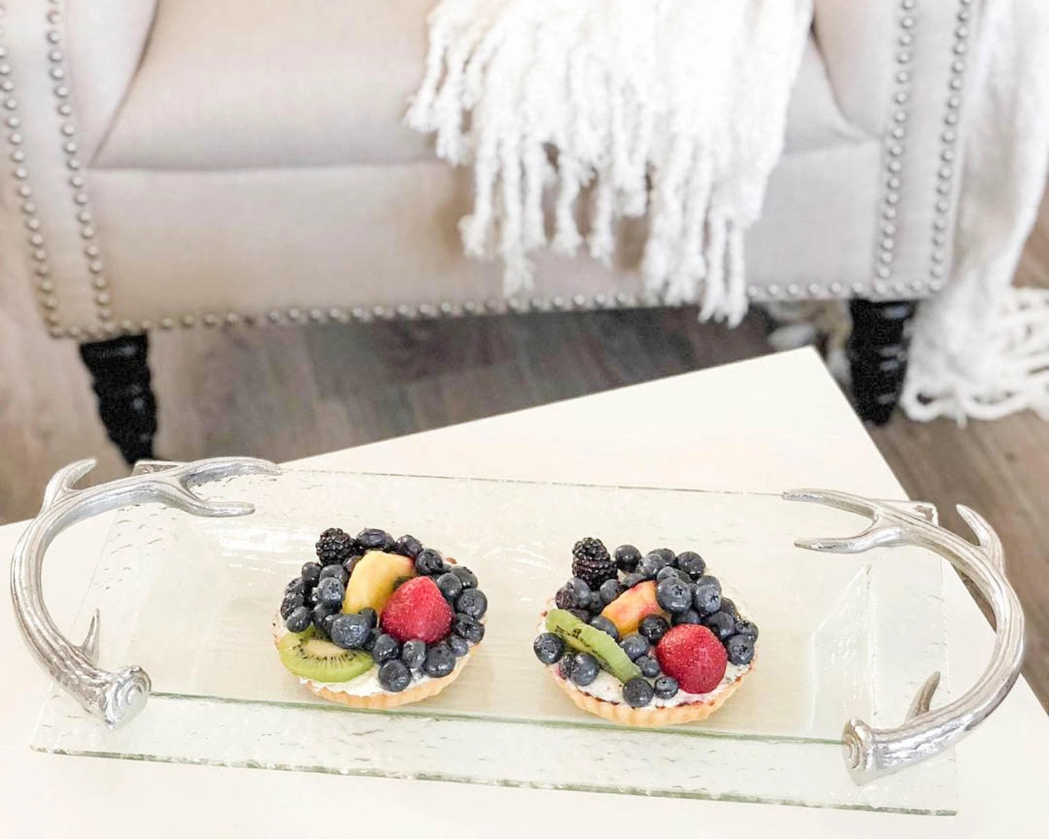 Arthur Court Antler Glass Oblong Tray