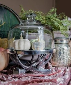 Arthur Court Antler Plate With Glass Dome