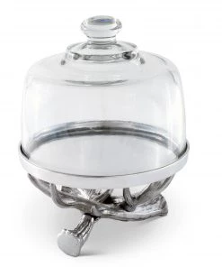 Arthur Court Antler Plate With Glass Dome