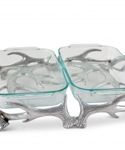 Arthur Court Antler Pyrex Holder Double 2qt