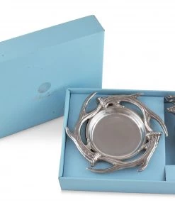 Arthur Court Antler Wine Coaster And Stopper Set