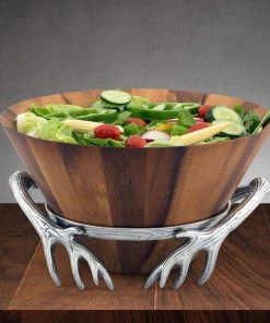 Arthur Court Antler Wood Salad Bowl