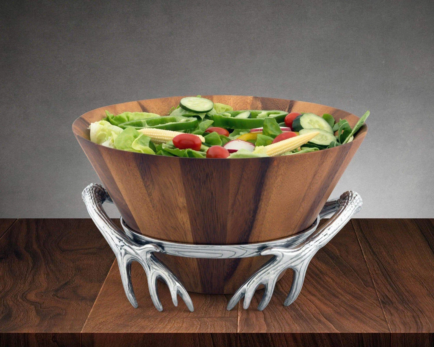 Arthur Court Antler Wood Salad Bowl