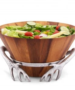 Arthur Court Antler Wood Salad Bowl