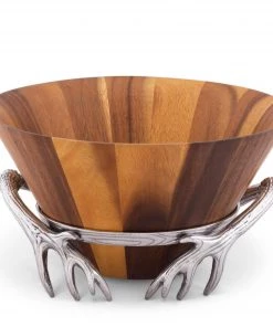 Arthur Court Antler Wood Salad Bowl