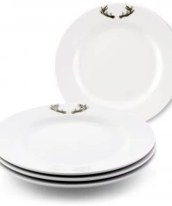 Arthur Court Elk / Deer Antlers Melamine Lunch Plates - Set Of 4