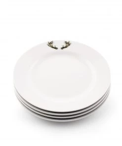 Arthur Court Elk / Deer Antlers Melamine Lunch Plates - Set Of 4