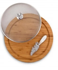 Arthur Court Antler Elk Head 3 Piece Picnic Cheese Board / Spreader