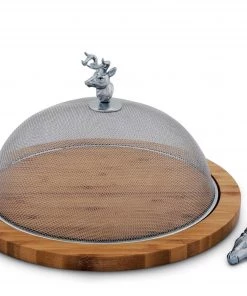 Arthur Court Antler Elk Head 3 Piece Picnic Cheese Board / Spreader