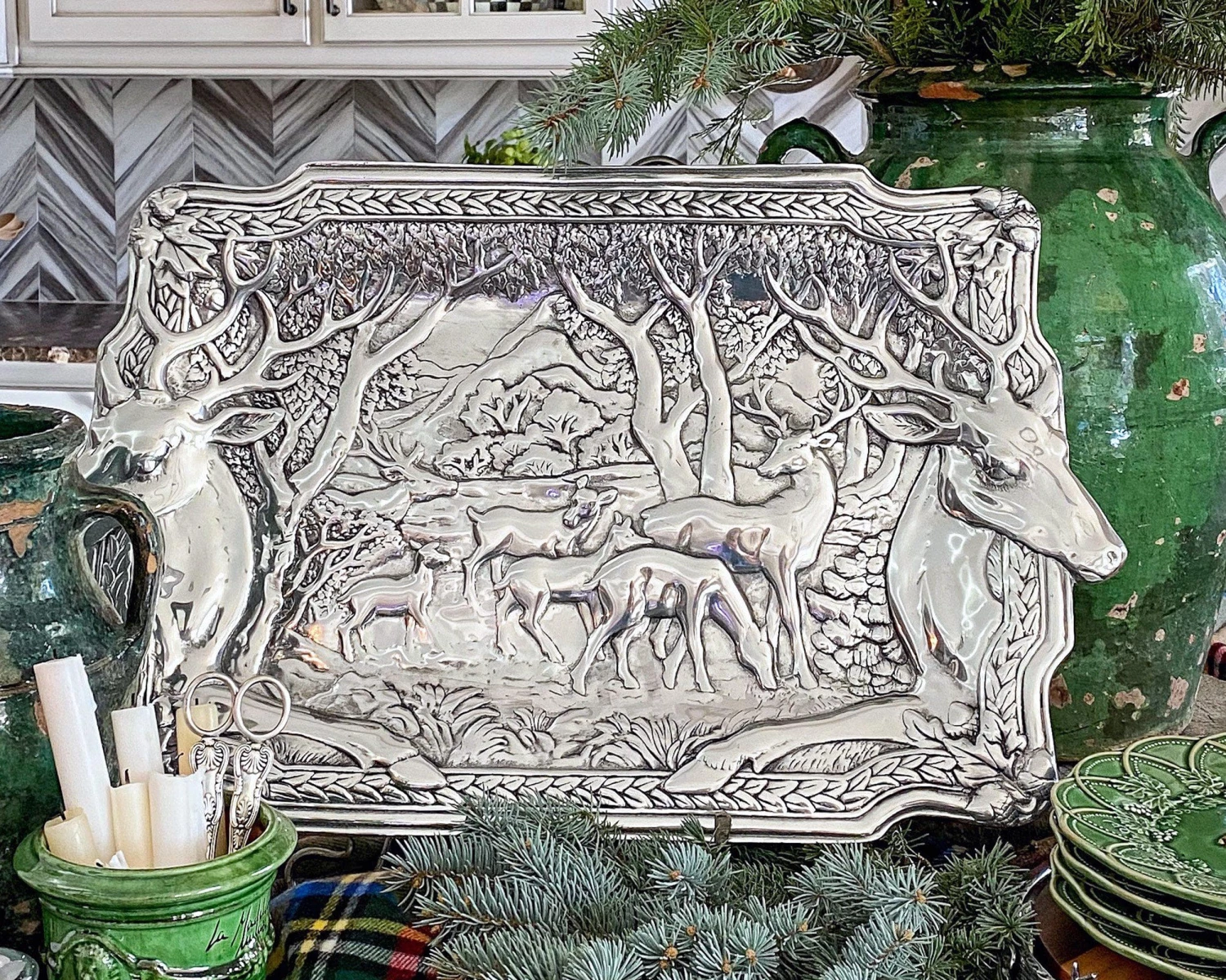 Arthur Court Elk Herd Oblong Tray Antler