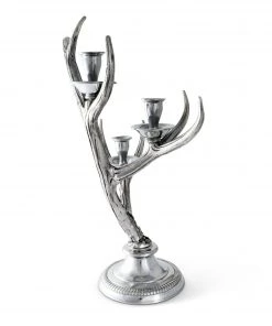 Arthur Court Three-Light Metal Antler Candlestick