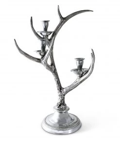 Arthur Court Three-Light Metal Antler Candlestick