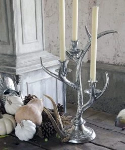 Arthur Court Three-Light Metal Antler Candlestick