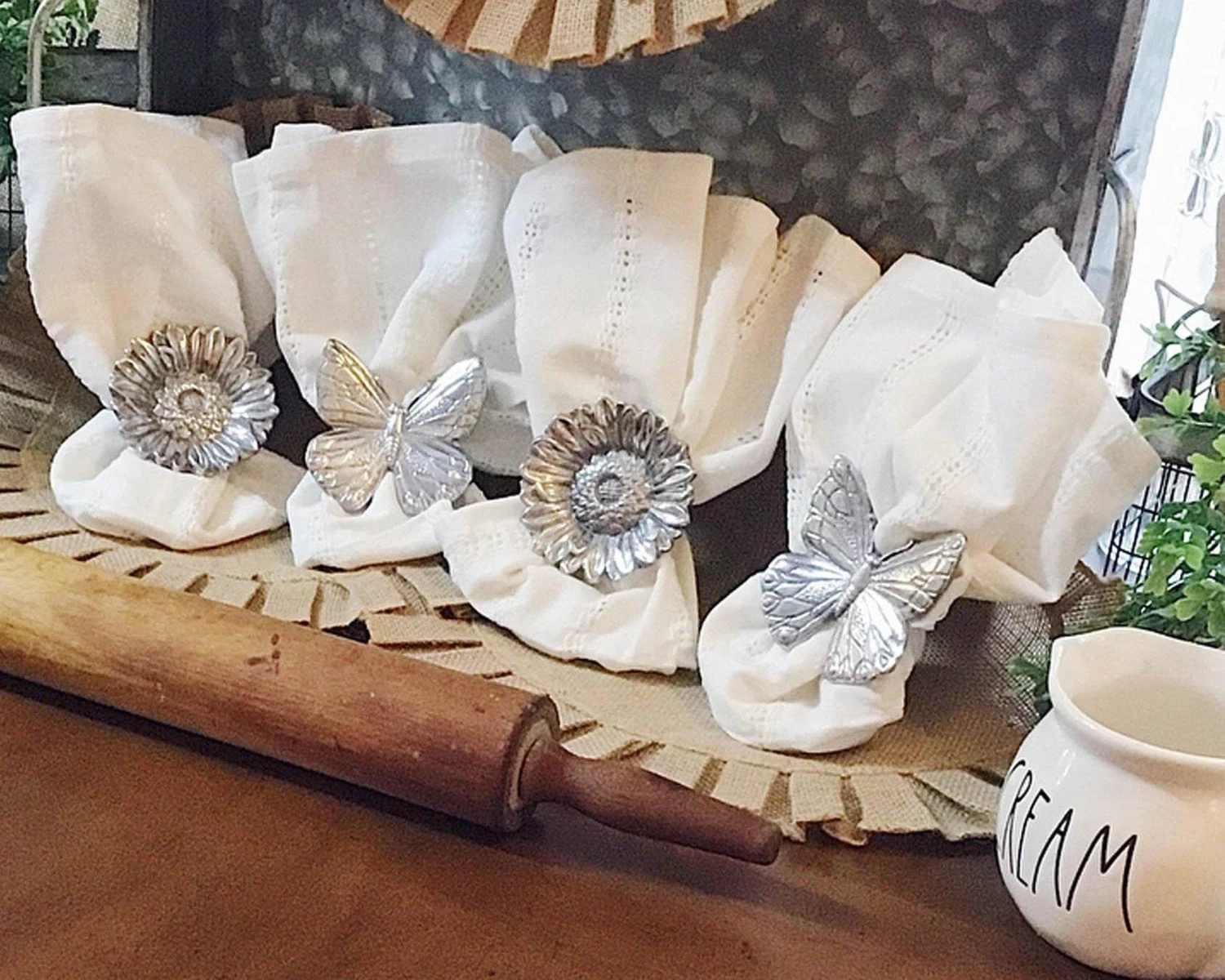 Arthur Court Butterfly And Flower Napkin Rings