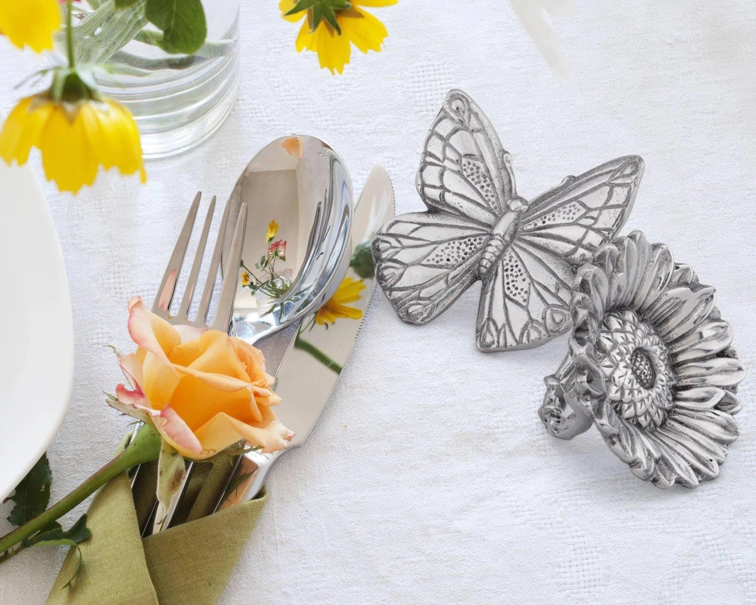 Arthur Court Butterfly And Flower Napkin Rings