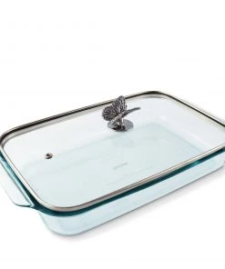 Arthur Court Butterfly Lid With Pyrex 3 Quart Baking Dish Casserole Servers