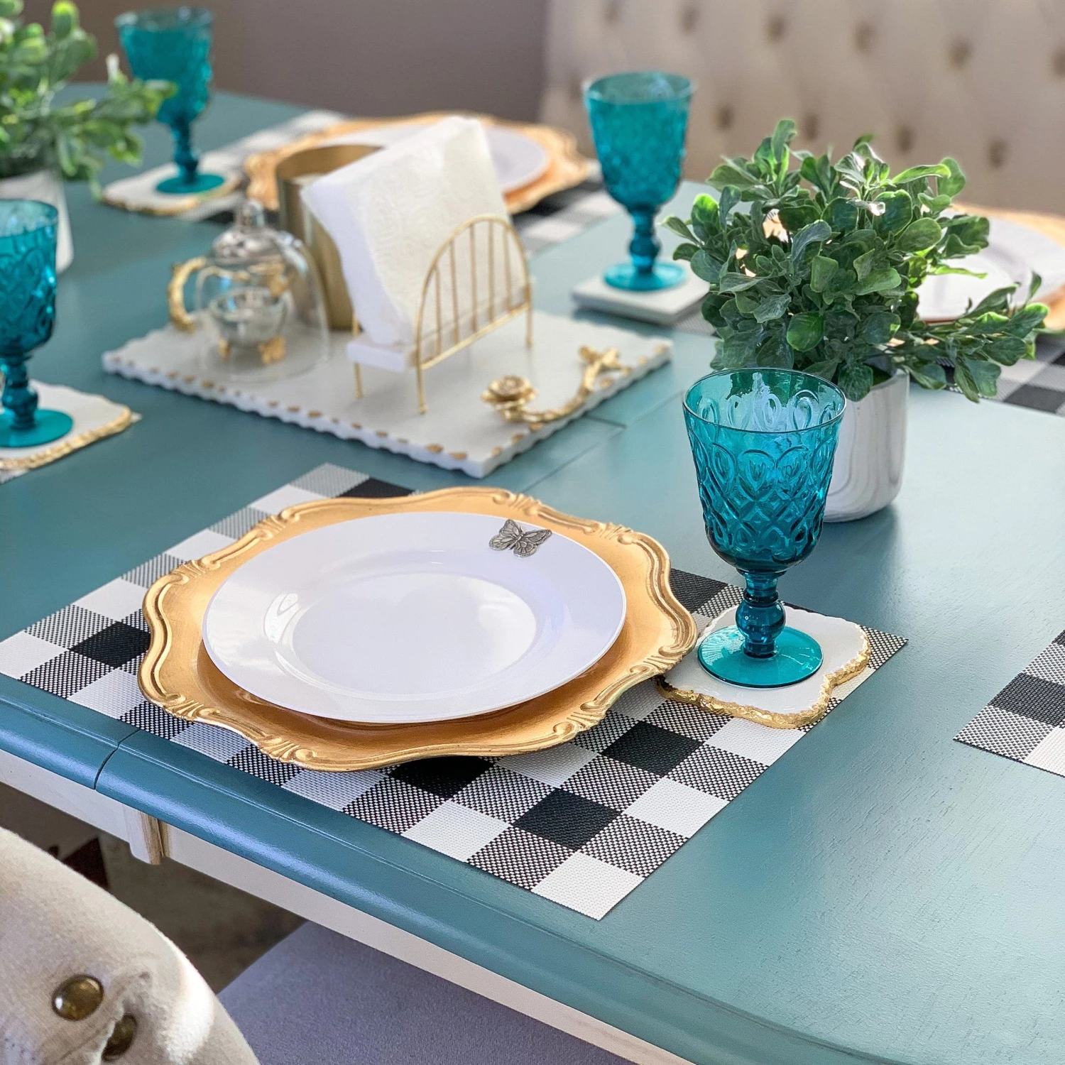 Arthur Court Butterfly Melamine Lunch Plates - Set Of 4