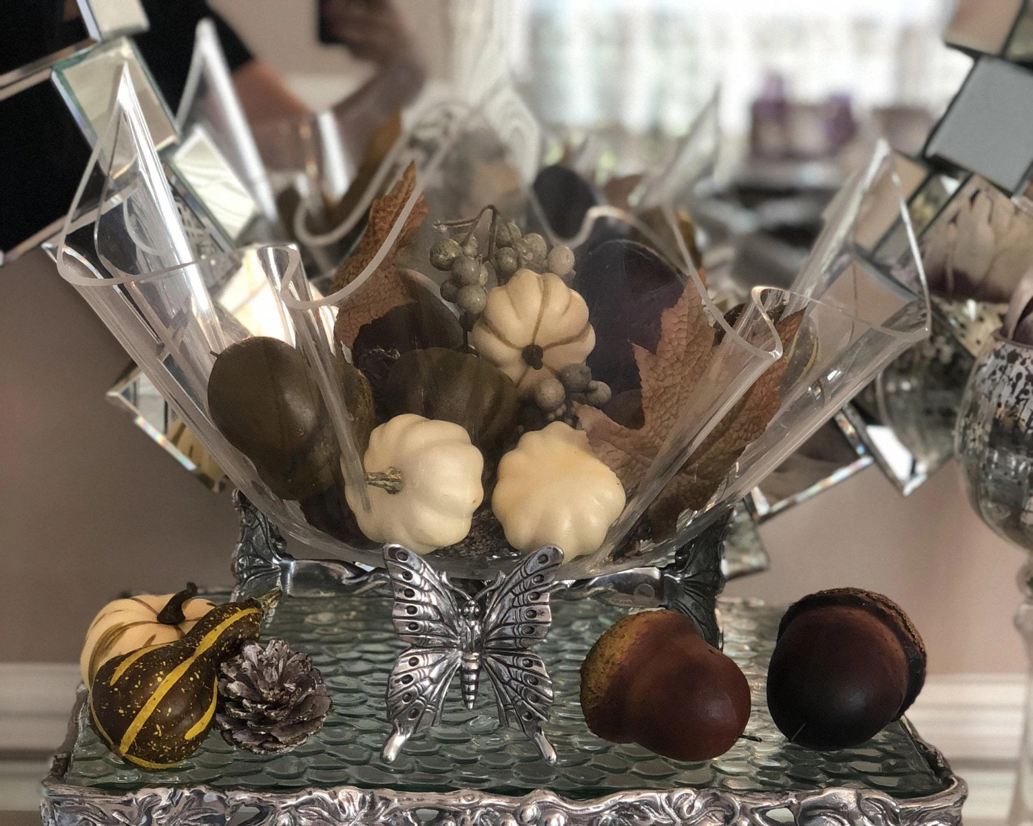 Arthur Court Acrylic Serving Bowls Butterfly Stand Acrylic Bowl 14