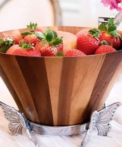 Arthur Court Salad Bowls Butterfly Wood Tall Salad Bowl