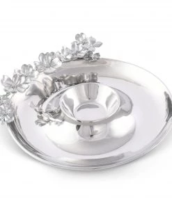 Arthur Court Chip & Dip Sets Butterfly And Dogwood Chip And Dip