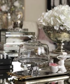 Arthur Court Elephant Plate With Glass Dome