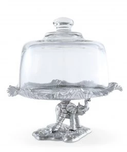 Arthur Court Elephant Plate With Glass Dome