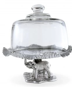 Arthur Court Elephant Plate With Glass Dome
