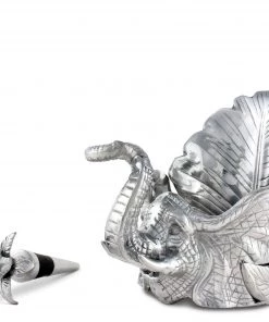 Arthur Court Elephant Wine Coaster And Stopper Set