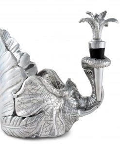 Arthur Court Elephant Wine Coaster And Stopper Set