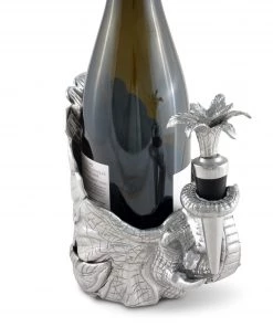 Arthur Court Elephant Wine Coaster And Stopper Set