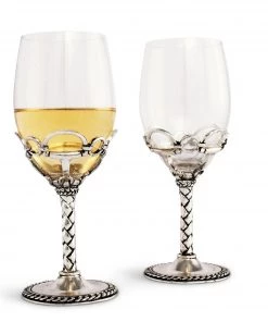 Arthur Court Equestrian Pair Of Wine Glasses