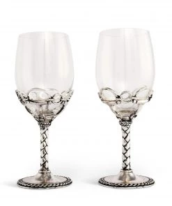 Arthur Court Equestrian Pair Of Wine Glasses