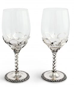 Arthur Court Equestrian Pair Of Wine Glasses