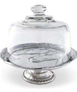 Arthur Court Horse Plate With Glass Dome Dessert Stands