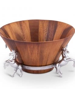 Arthur Court Salad Bowls Horse Wood Tall Salad Bowl