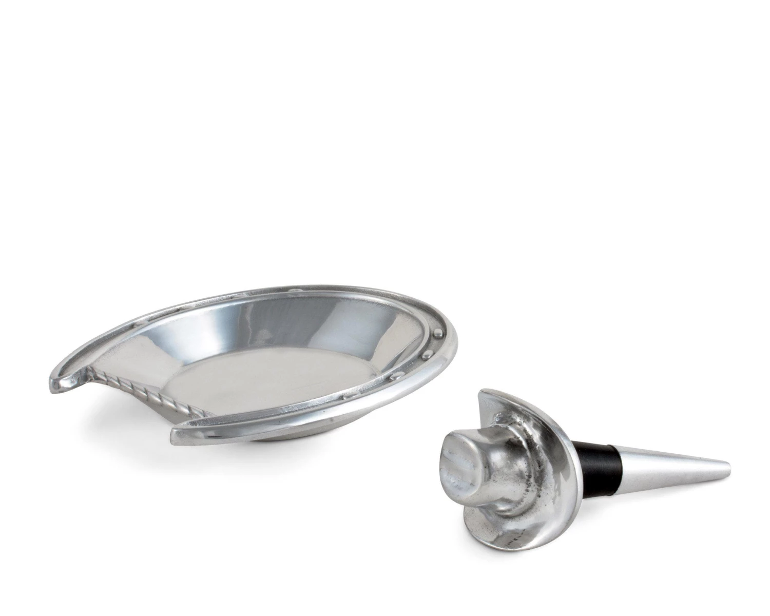 Arthur Court Horseshoe Wine Coaster And Hat Stopper Set