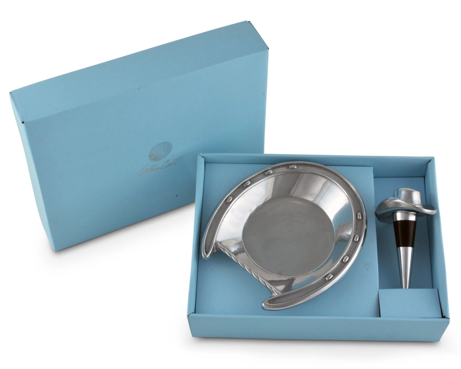 Arthur Court Horseshoe Wine Coaster And Hat Stopper Set