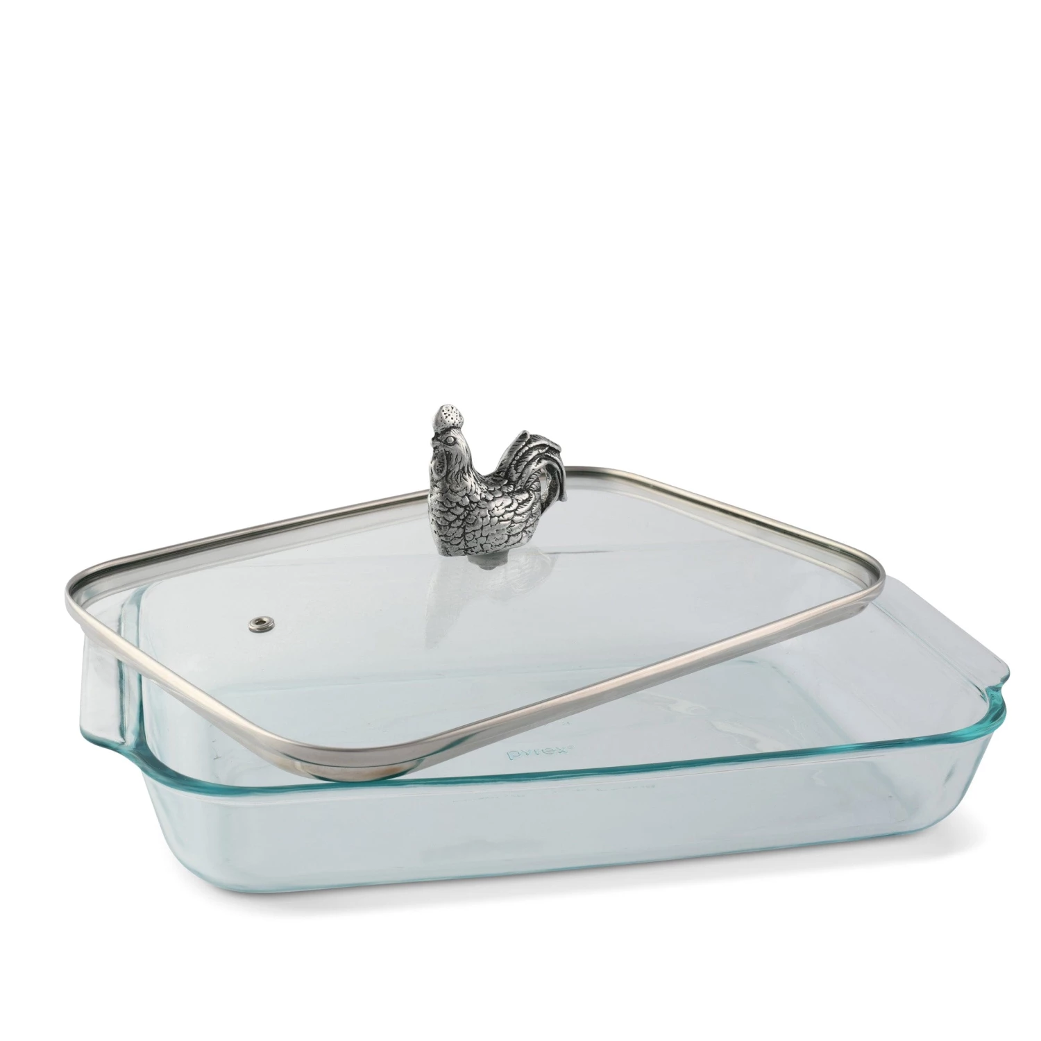 Arthur Court Rooster Lid With Pyrex 3 Quart Baking Dish Casserole Servers