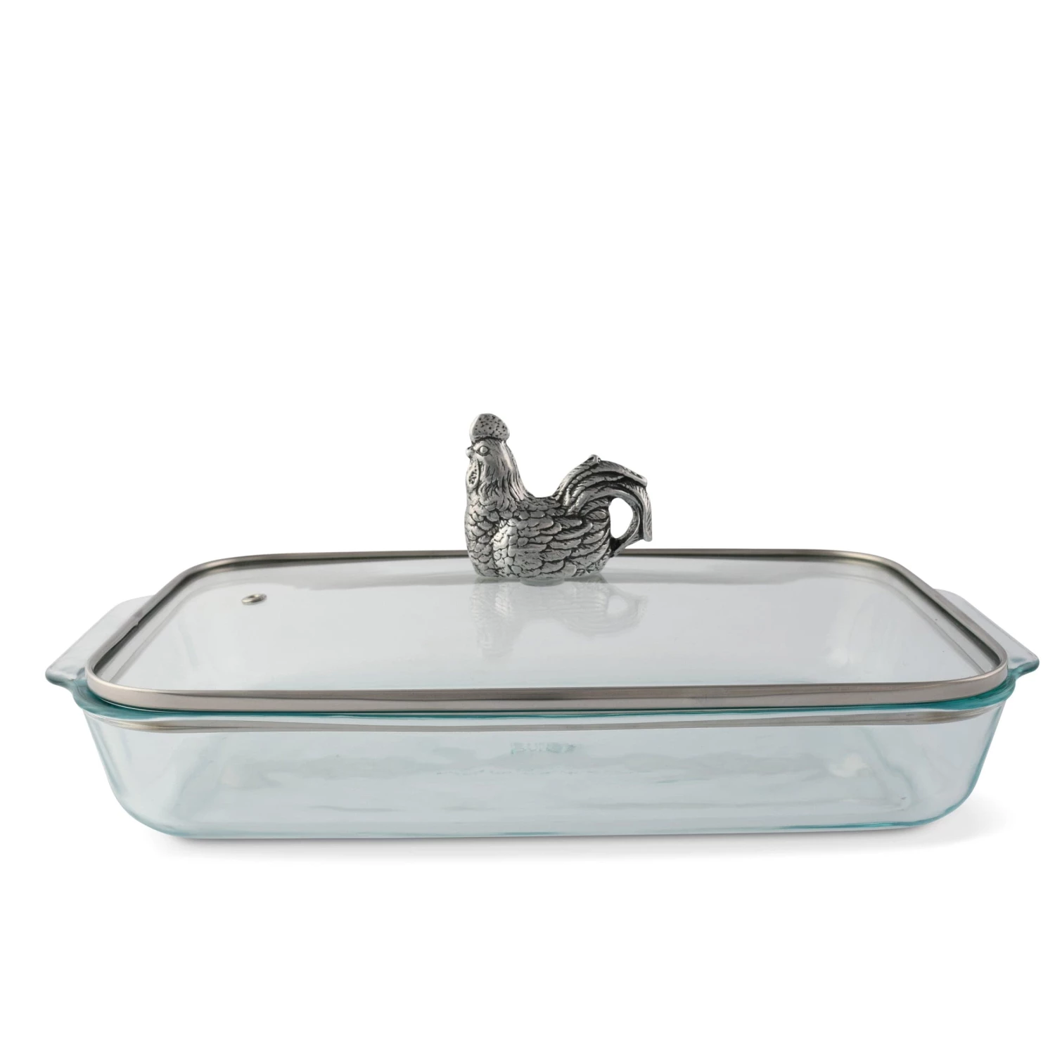 Arthur Court Rooster Lid With Pyrex 3 Quart Baking Dish Casserole Servers