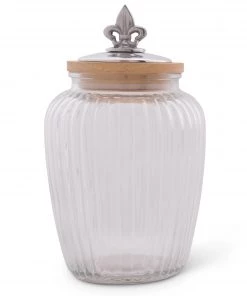 Arthur Court Fleur De Lis Glass Canister