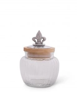 Arthur Court Fleur De Lis Glass Canister