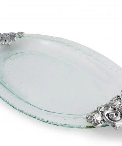 Arthur Court Fleur-De-Lis Glass Platter Platters