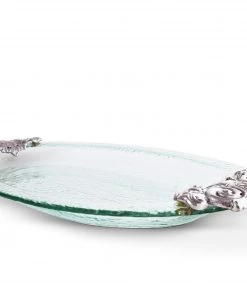 Arthur Court Fleur-De-Lis Glass Platter Platters