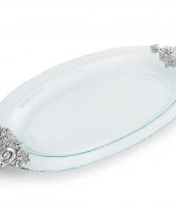 Arthur Court Fleur-De-Lis Glass Platter Platters