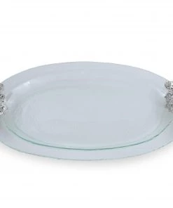 Arthur Court Fleur-De-Lis Glass Platter Platters