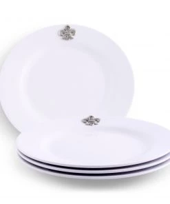 Arthur Court Fleur De Lis Melamine Lunch Plates - Set Of 4