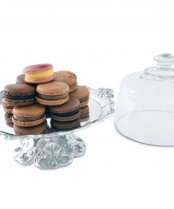 Arthur Court Fleur-De-Lis Plate With Glass Dome