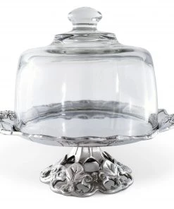 Arthur Court Fleur-De-Lis Plate With Glass Dome